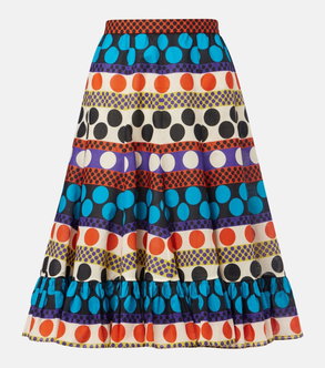 Valentino tiered skirt with vibrant, multicolored polka dot pattern