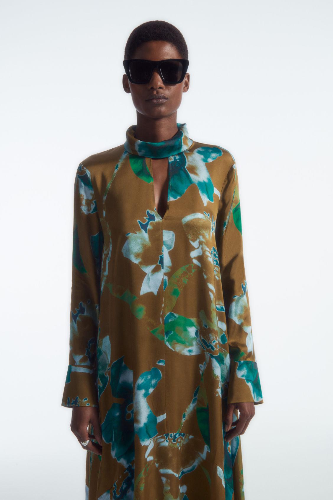 navy blue dress for baby girl Cos ASYMMETRIC CHAIN-PRINT MIDI DRESS main image 1