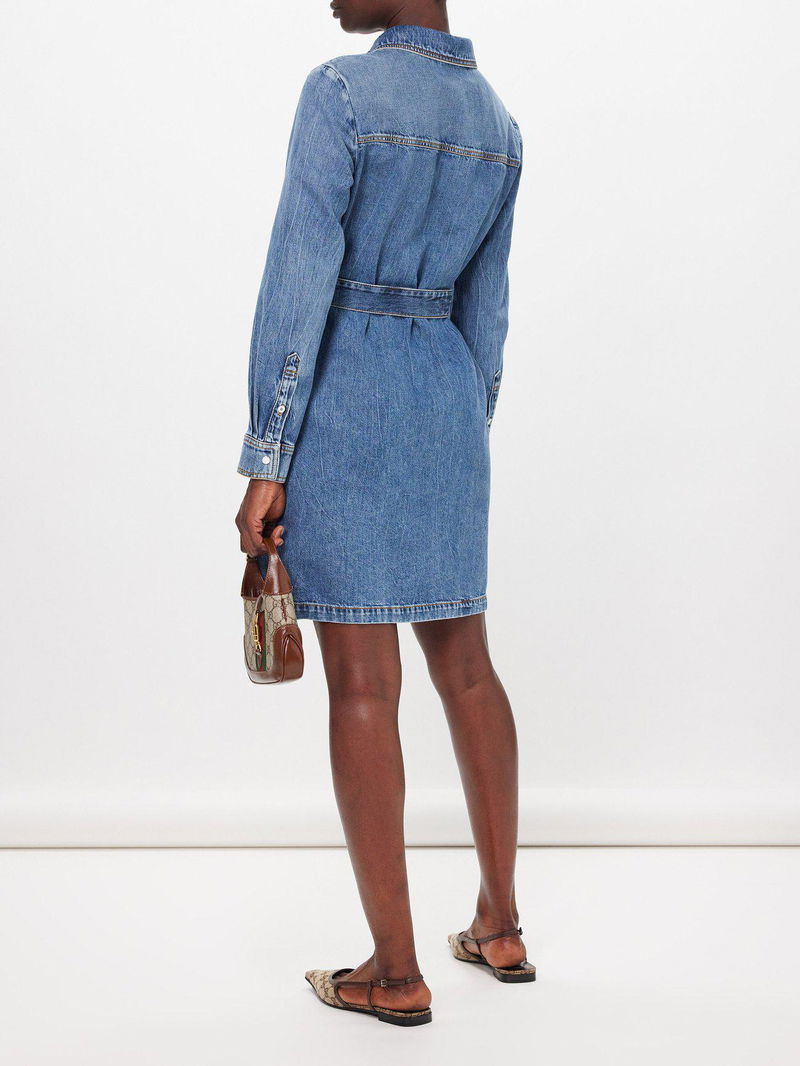 white christmas dresses Gucci // Denim Short Sleeve Dress – VSP Consignment main image 0