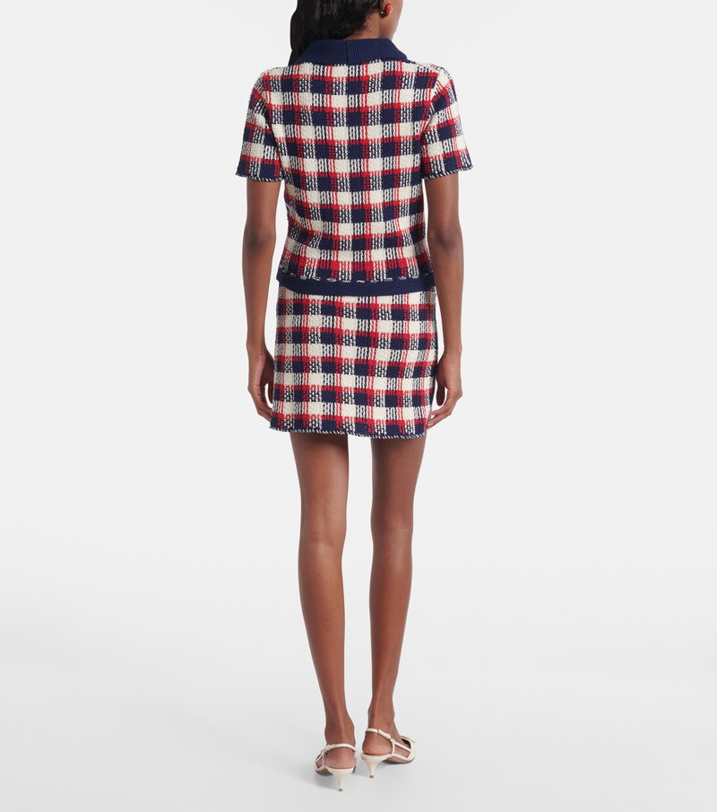 Valentino blue and red plaid tweed two-piece set