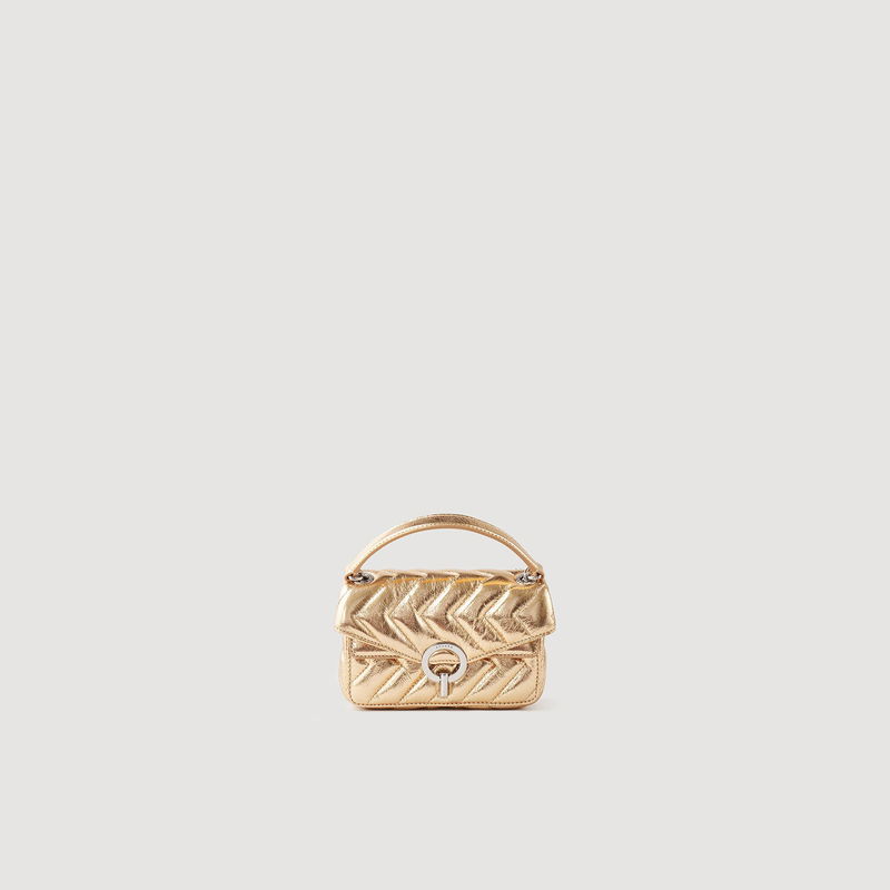 SANDRO Metallic Leather Yza Mini Bag in Gold | Endource