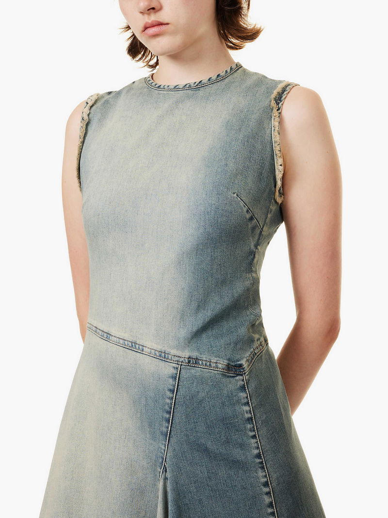 white christmas dresses Solid Smocked Bodice Dress in Faded Denim Sheen 4X / Faded Denim Sheen / Final Sale