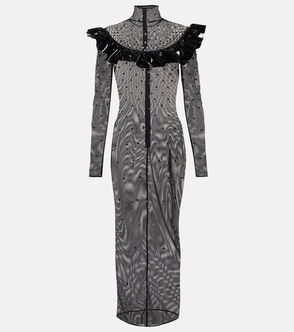 alessandra rich black polka dot dress Alessandra Rich Long-Sleeve Highneck Polka-Dot Dress – Runway Catalog main image 0