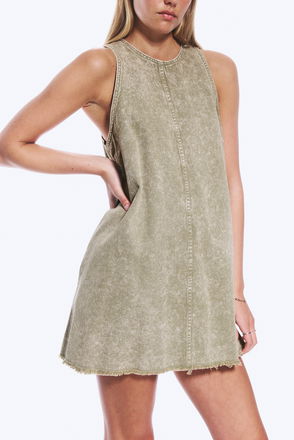 blue illusion linen dress Printed Linen Dress