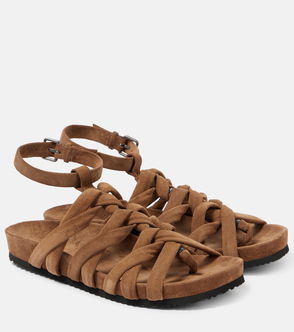 BRUNELLO CUCINELLI suede knotted sandals, brown