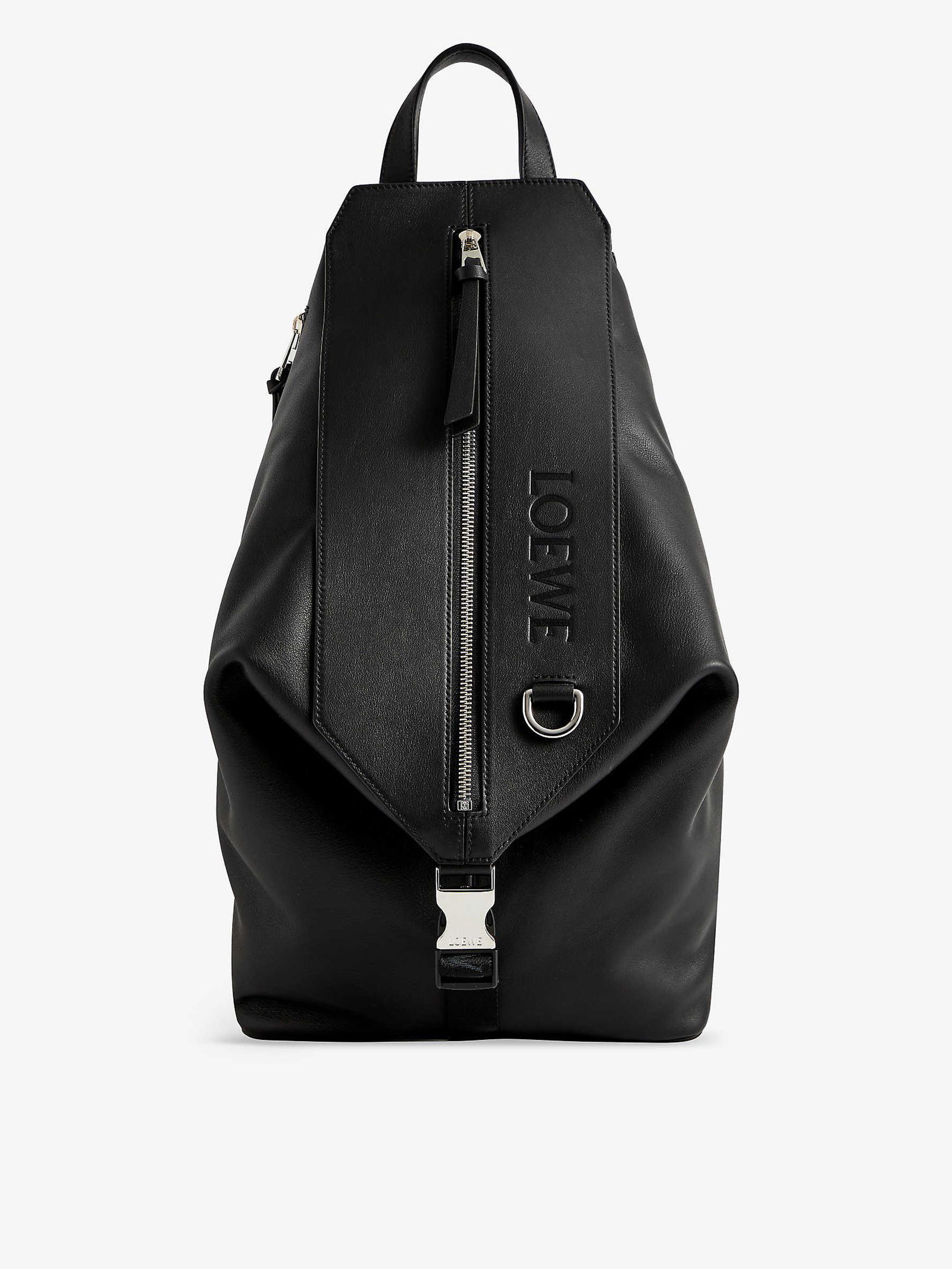 LOEWE Convertible Small Leather Backpack In BLACK Endource Loewe convertible small leather backpack in black endource