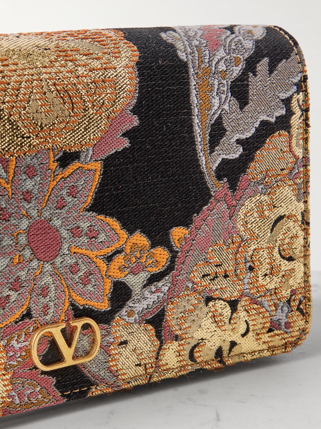 VALENTINO GARAVANI VLogo Leather-Trimmed Jacquard Shoulder Bag 