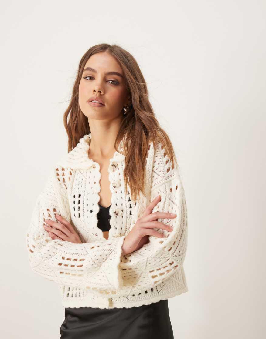 Umgee Crochet Button Down Knit Cardigan