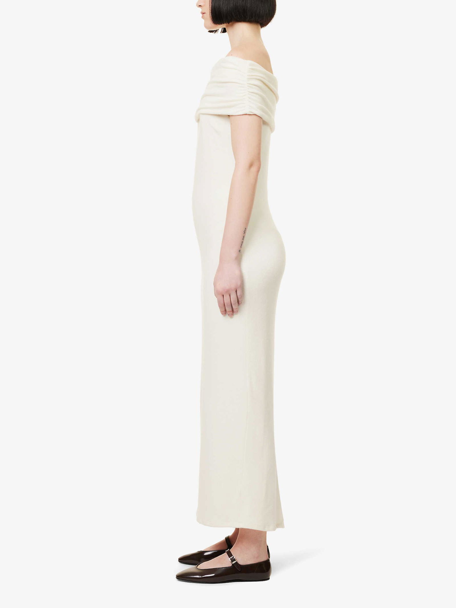 josefina knit dress REFORMATION Off-The-Shoulder Knitted Maxi Linen dress