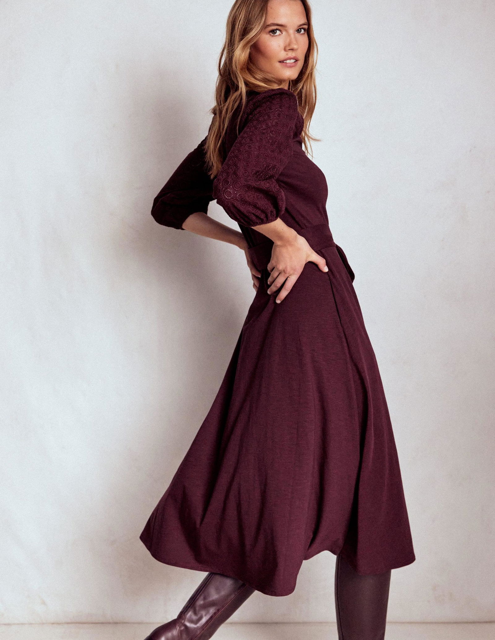 sweater dress knit pattern Free Bernat Slouchy Sweater Dress Knitting Pattern main image 0