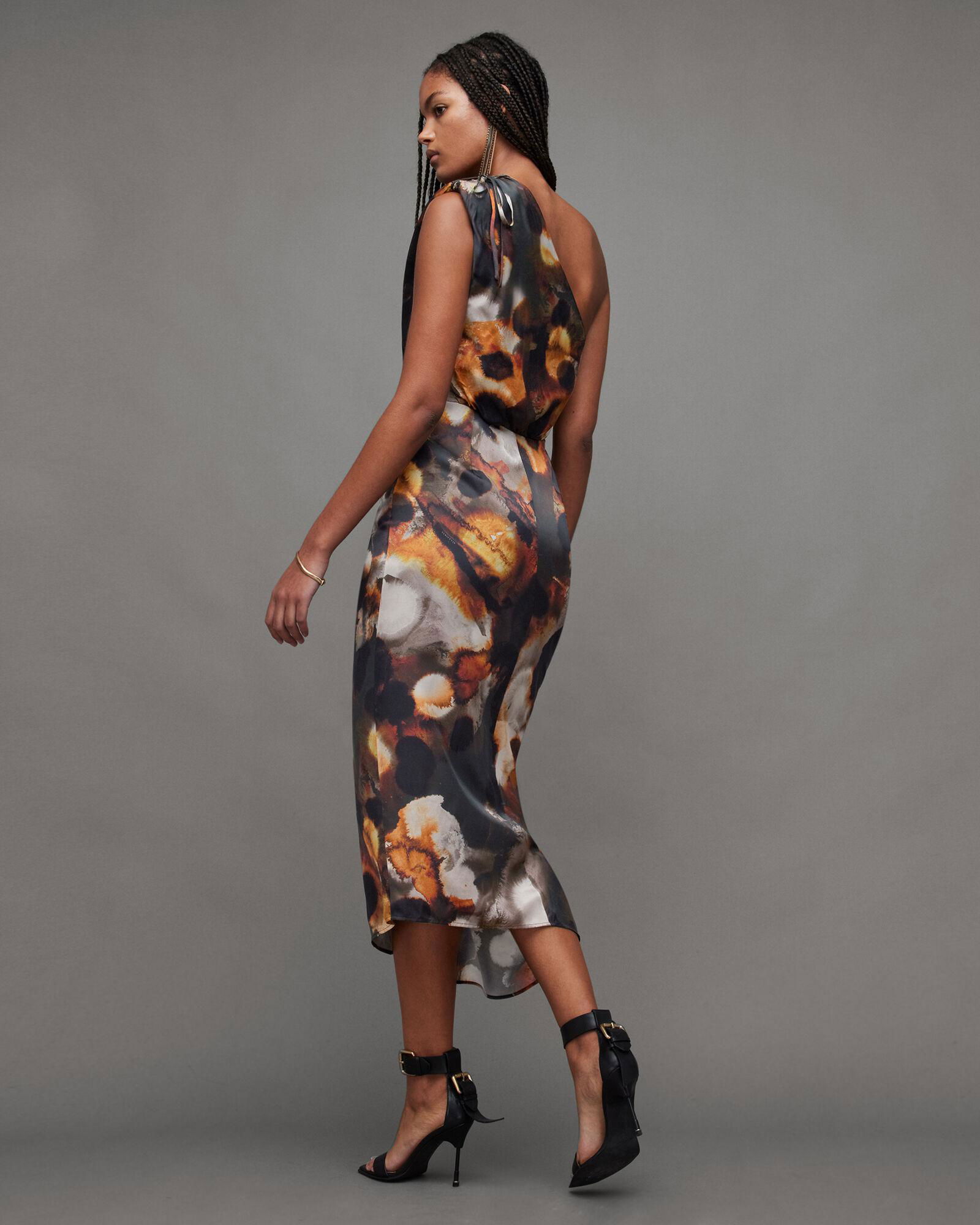 ALLSAINTS Laura Silk Blend One Shoulder Maxi Dress | endource ALLSAINTS Laura Silk Blend One Shoulder Maxi Dress | endource