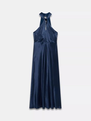 formal dresses halter neck Black Halter Maxi Dress with Plunge Neck & High Slit | Backless Formal  Evening Gown for Women