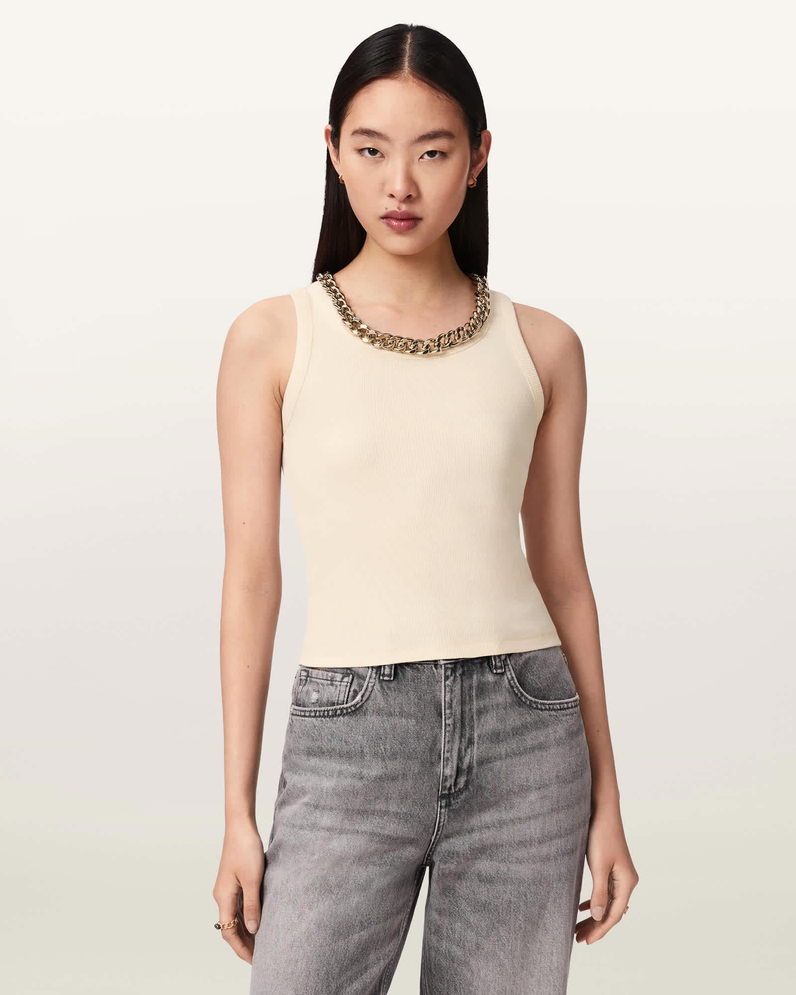 ALLSAINTS Lucy Sleeveless Slim Fit Ribbed Tank Top | endource