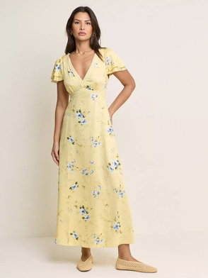 knee length dresses for ladies Floral Mesh Strapless Midi Dress - Paulina Dress main image 0