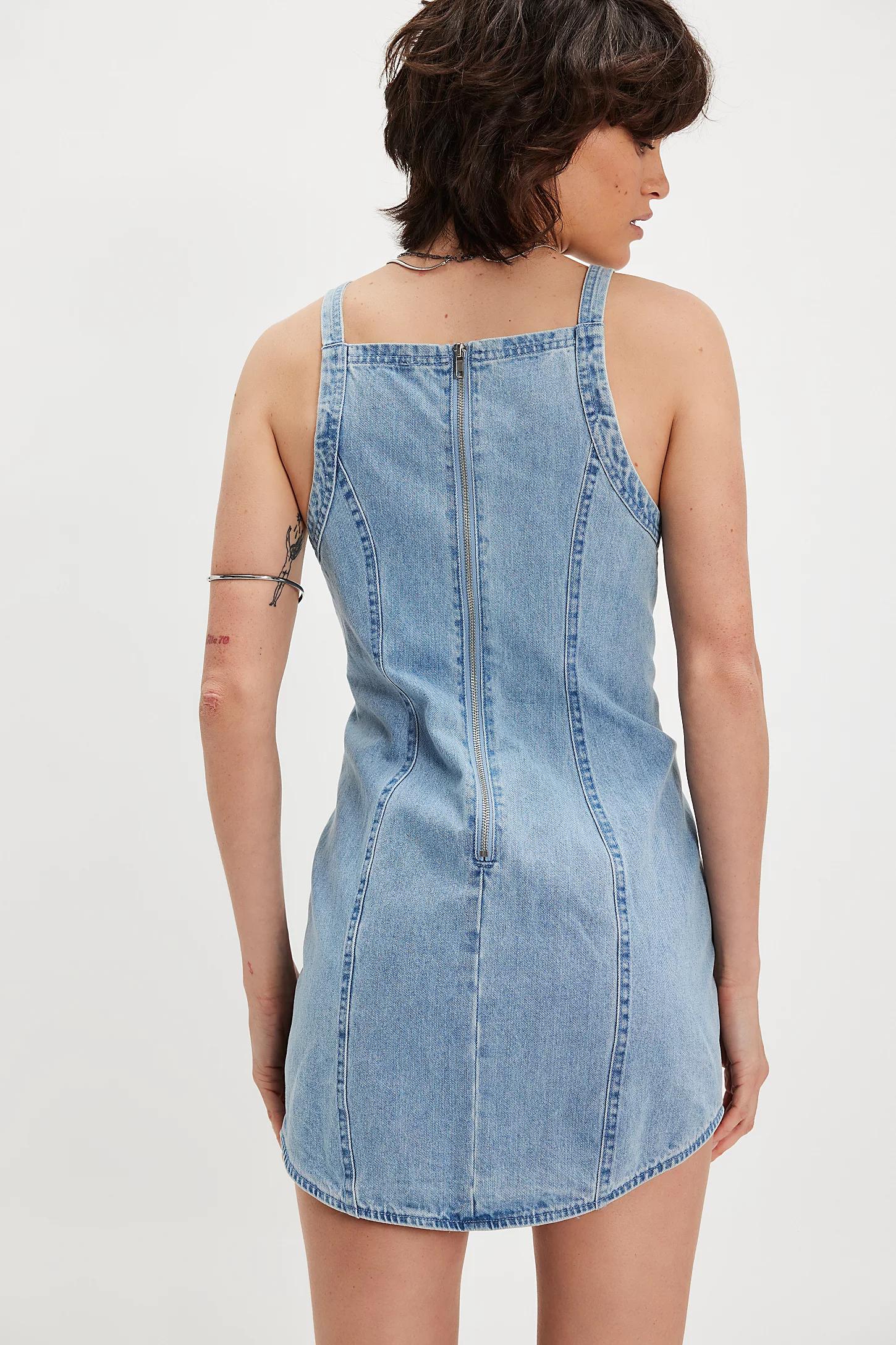 free people mara mini dress FREE PEOPLE Care FP - Mara Denim Mini Dress