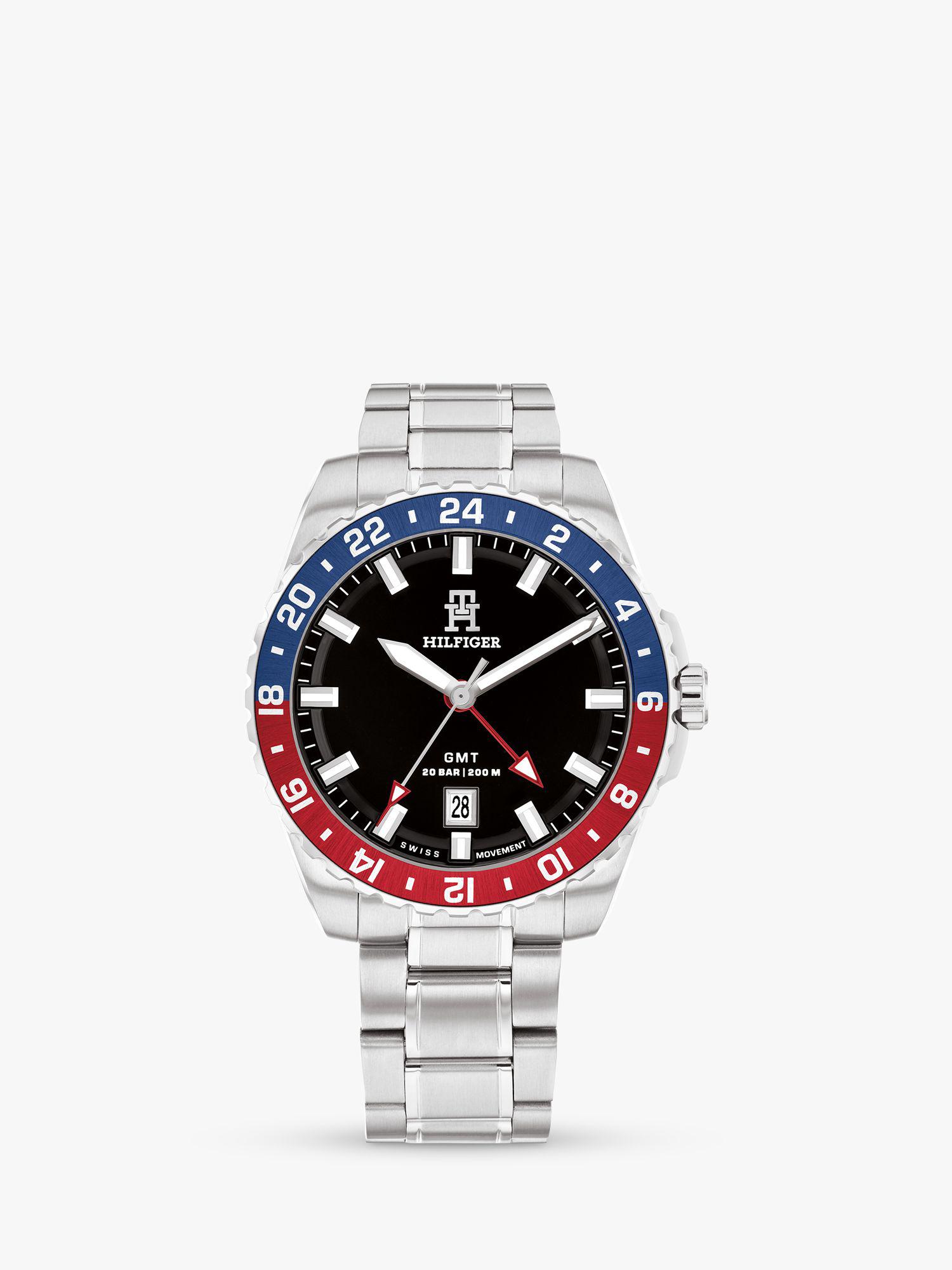 TOMMY HILFIGER 1792131 Colour Block Bezel Sporty Watch in Silver  