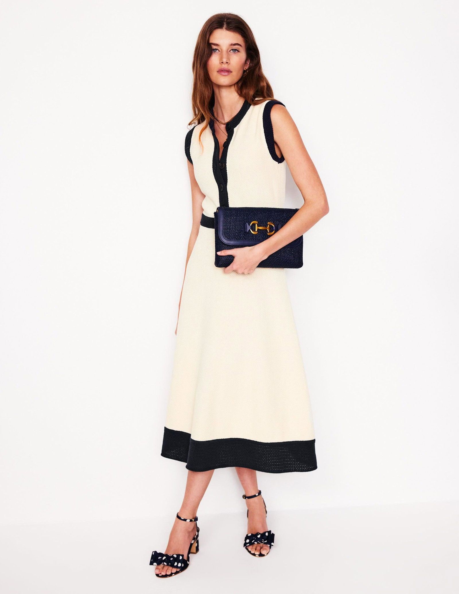 BODEN Crochet Trim Knitted Dress | endource