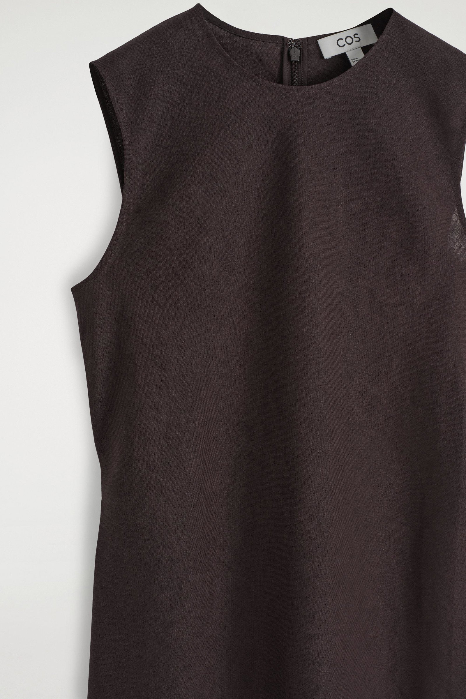 chinese dress ladies LINEN BLEND SLEEVELESS BIAS CUT MIDI DRESS