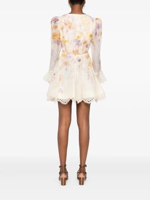 amilia geometric lace midi-dress Giulia High Collar Lace Midi Dress White / L main image 0