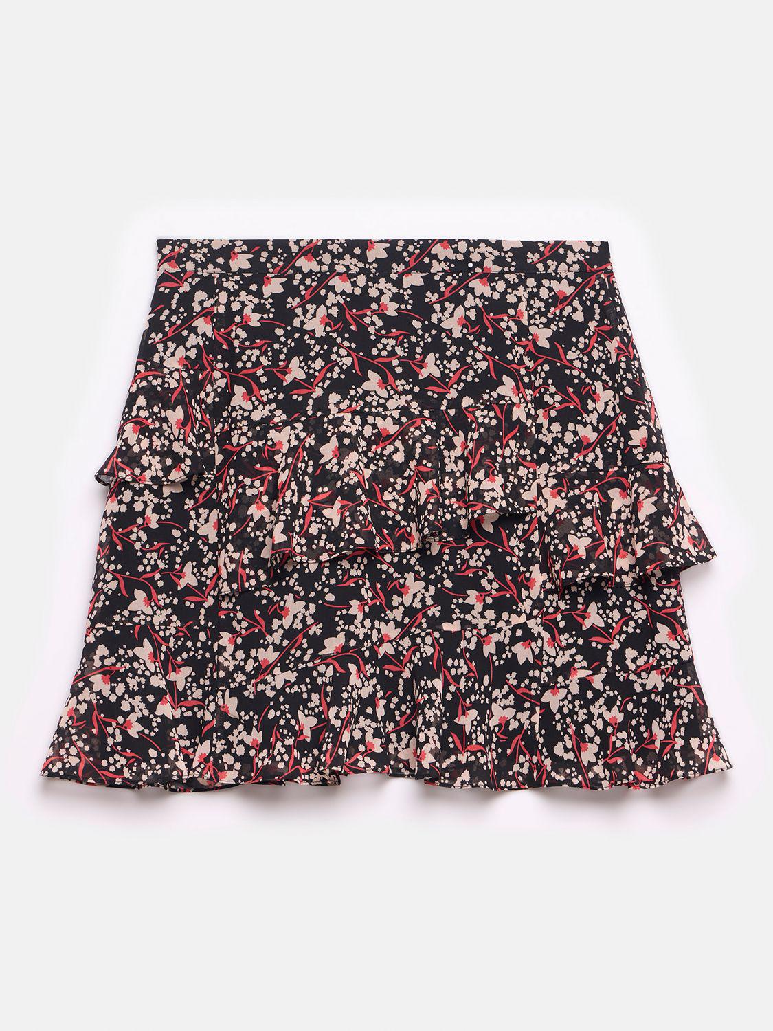 Smocked Floral Ruffle Mini Skirt w/ Inner Brief