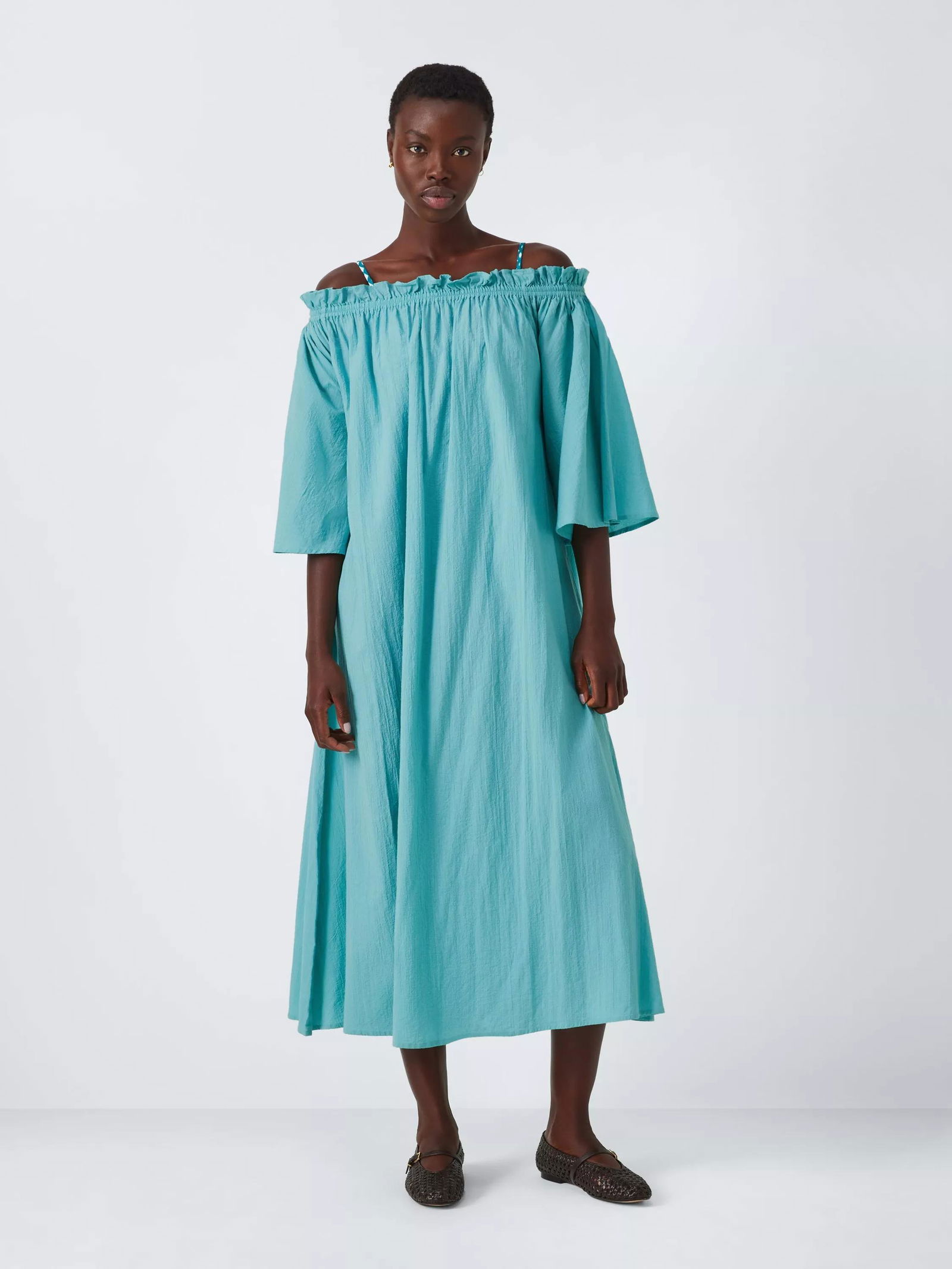 cotton v neck summer dresses Women's Lightweight Midi Dress Cooling effect Made from fabric White long dresses for Color:Classic Navy/White