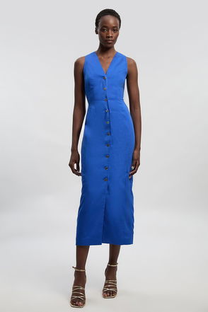 KAREN MILLEN Floral Embroidered Pleated Woven Midi Dress | endource