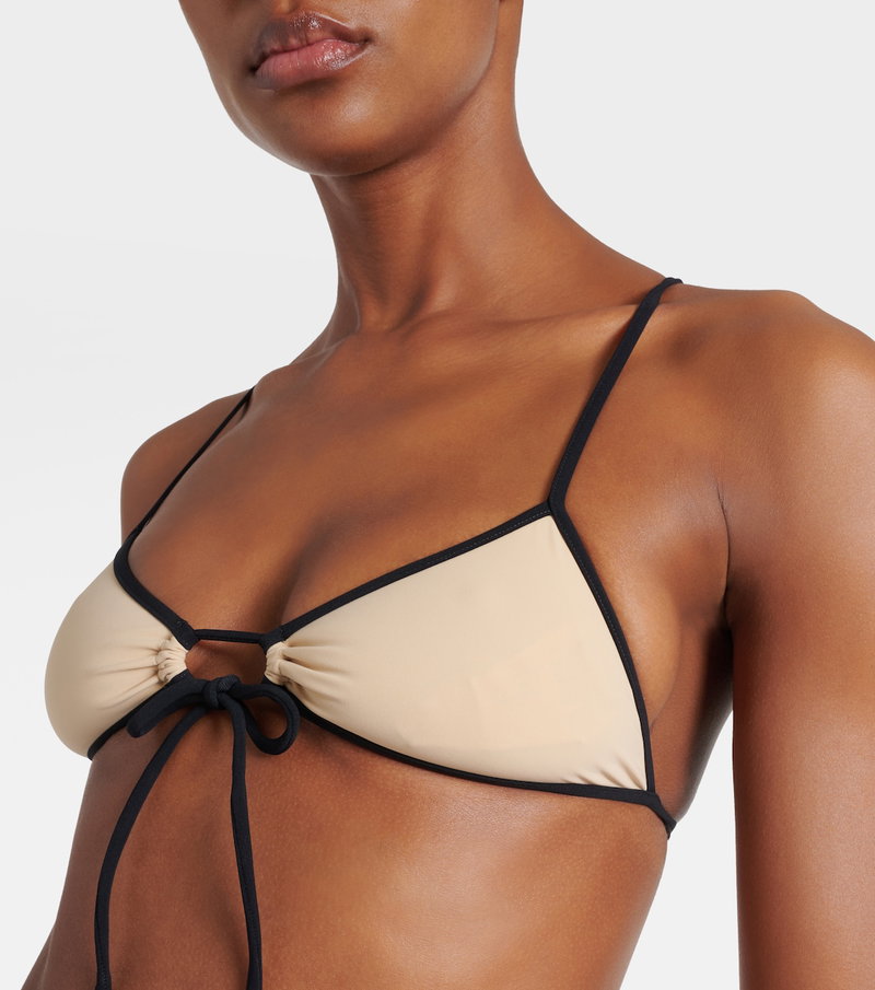 Valentino tie-front bikini top, nude and black