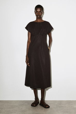 knee length dresses for ladies Self-Portrait - Black Cotton Draped Knit Midi Dress main image 1