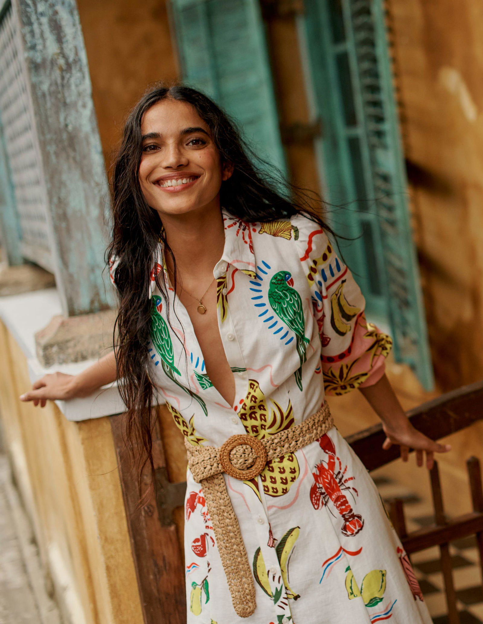 brandy melville cotton dress Adhara Color:Blue Floral Print Go Live: 02-04-2024 Sheer-Waist Long A-Line Prom