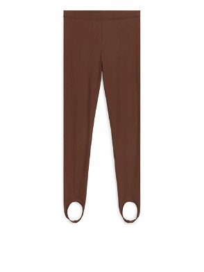 BURBERRY Checked Stretch-Jersey Leggings in Brown
