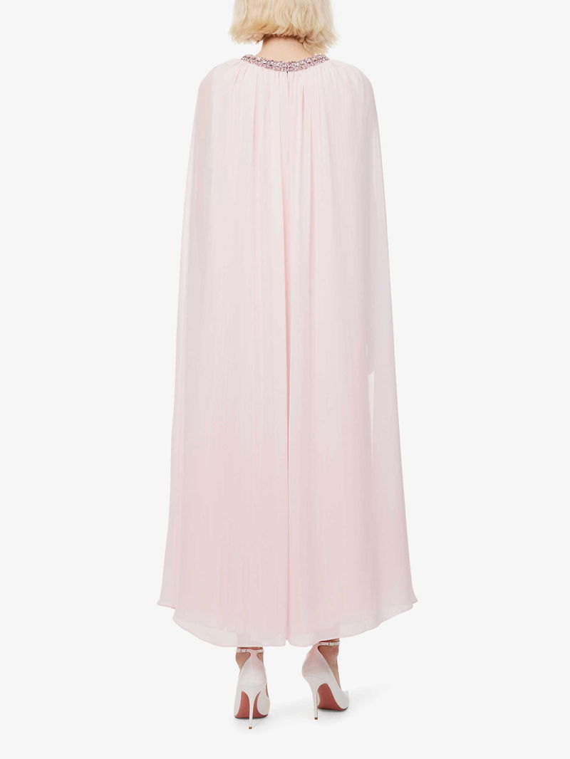 SELF-PORTRAIT Crystal-Embellished Cape Chiffon Midi Dress | endource