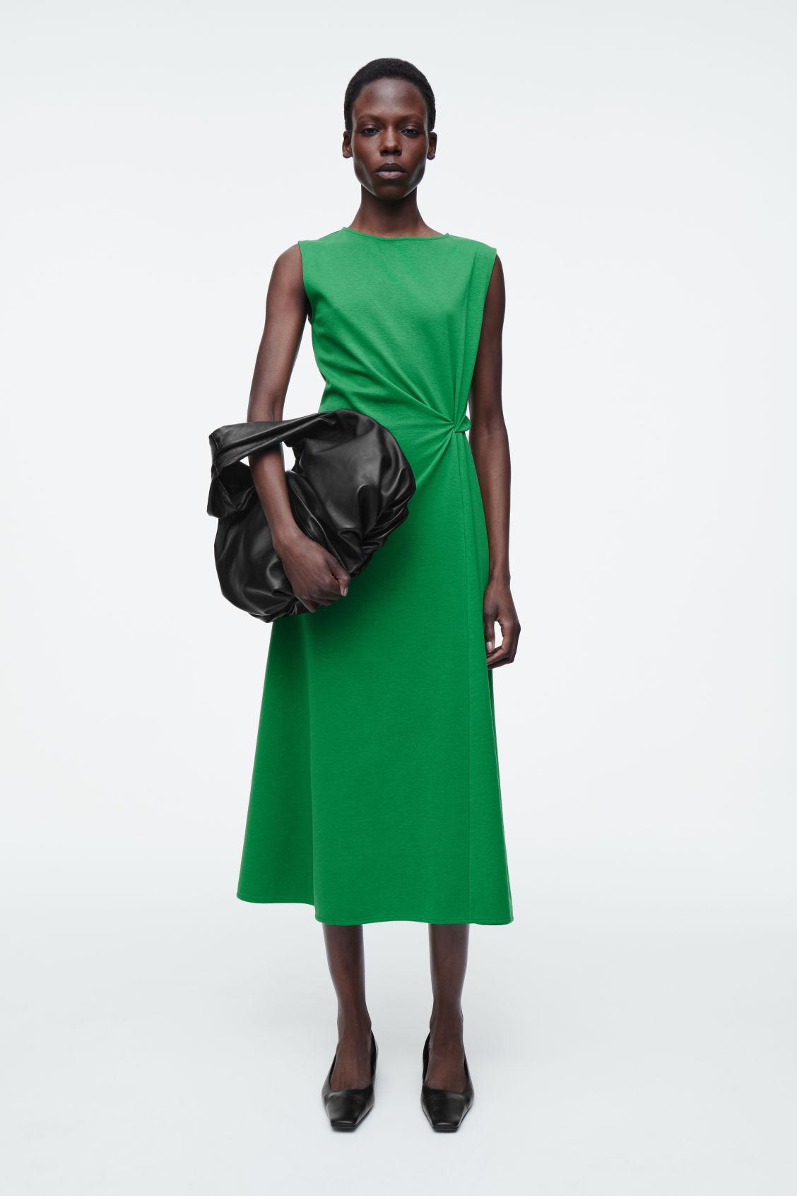 twist detail midi dress Reiss Wrap Front Twist Detail Midi Dress in Black