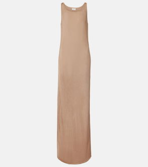 Camel ribbed knit maxi dress