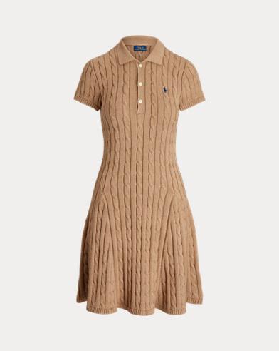 POLO RALPH LAUREN Cable-Knit Cotton Short-Sleeve Dress endource