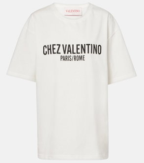 White t-shirt with Chez Valentino Paris/Rome print