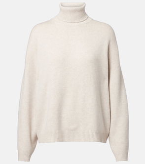 BRUNELLO CUCINELLI cream-colored cable-knit turtleneck sweater