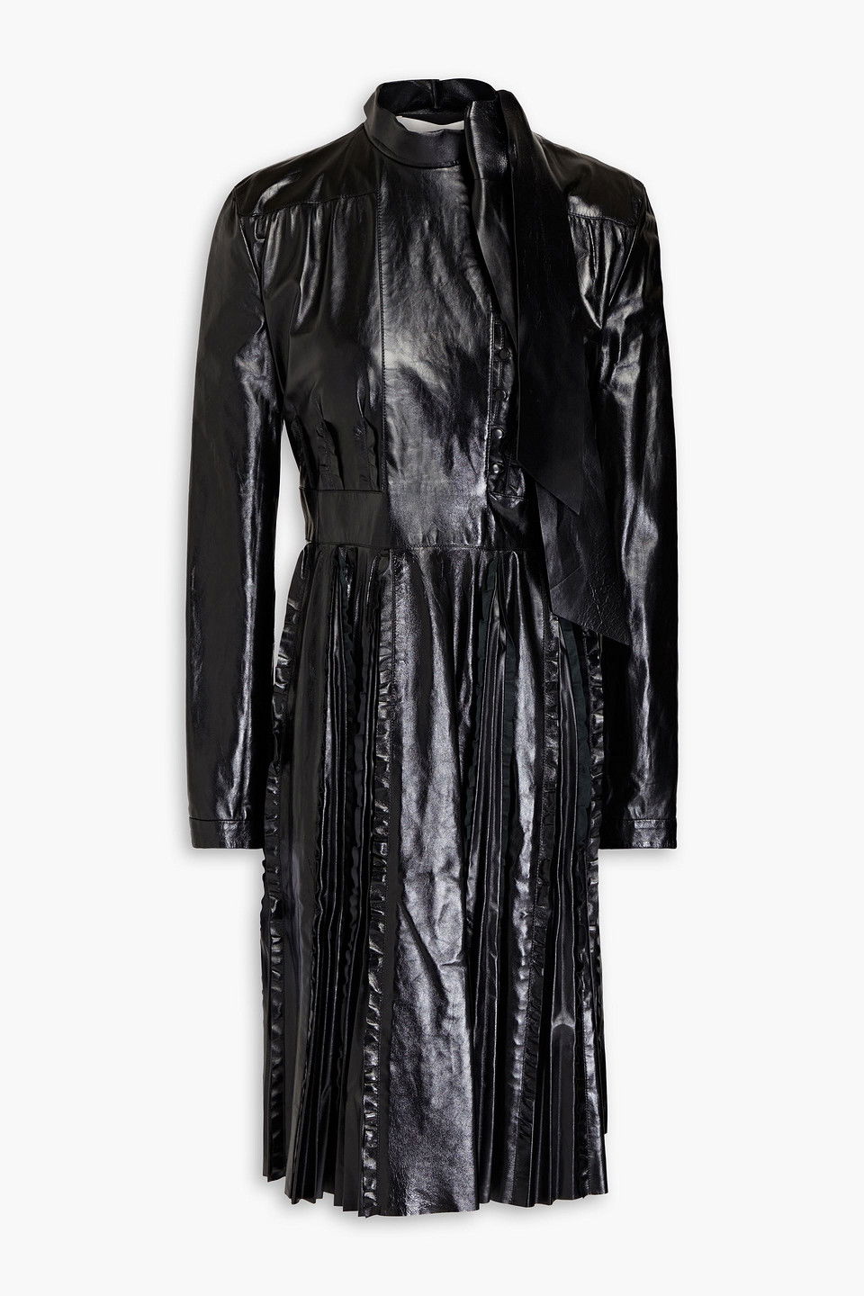 valentino leather dress VALENTINO GARAVANI Pleated Leather Dress