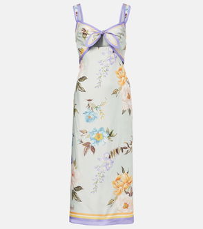 sachin and babi light blue dress Self-Portrait Floral-Print Tiered Midi Dress In Purple - 78% Off main image 1
