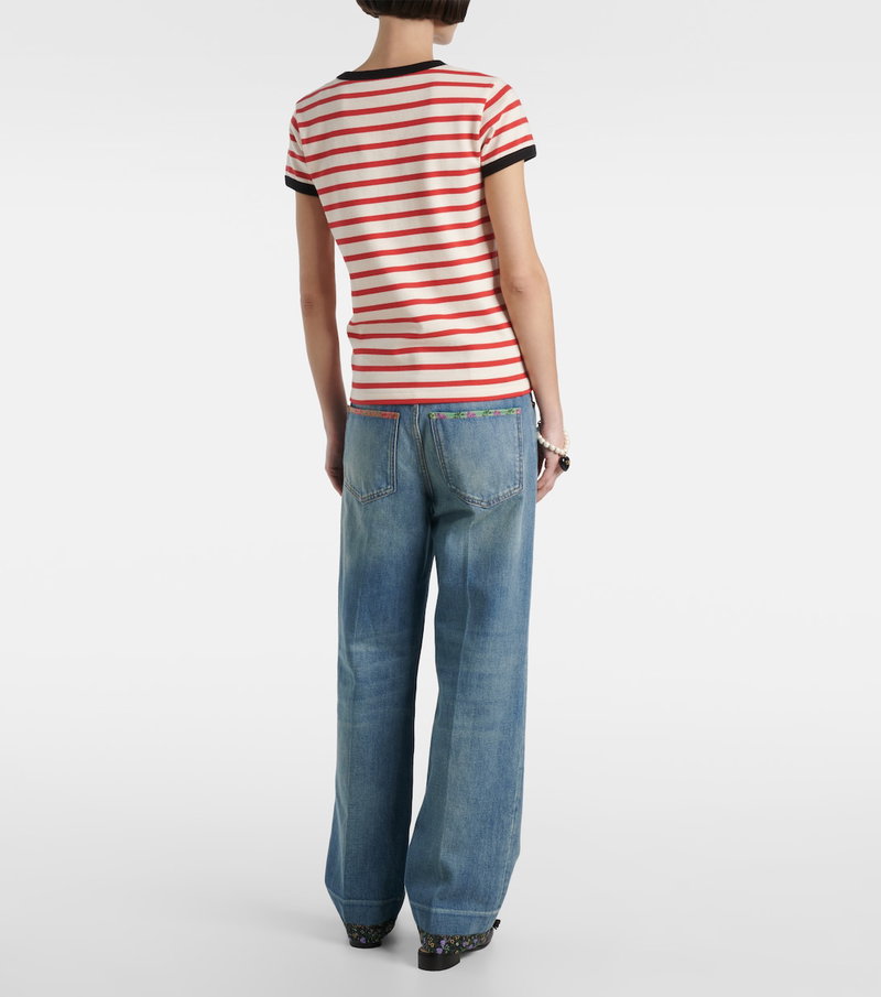 Valentino striped t-shirt and wide-leg jeans