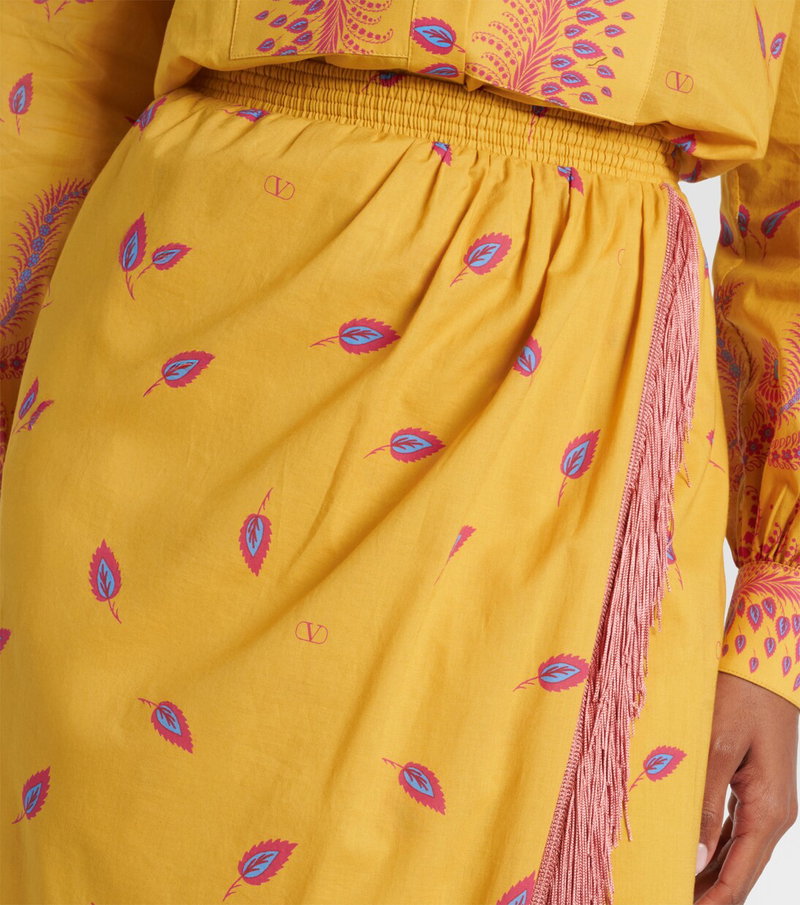 Valentino yellow skirt with feather and floral print