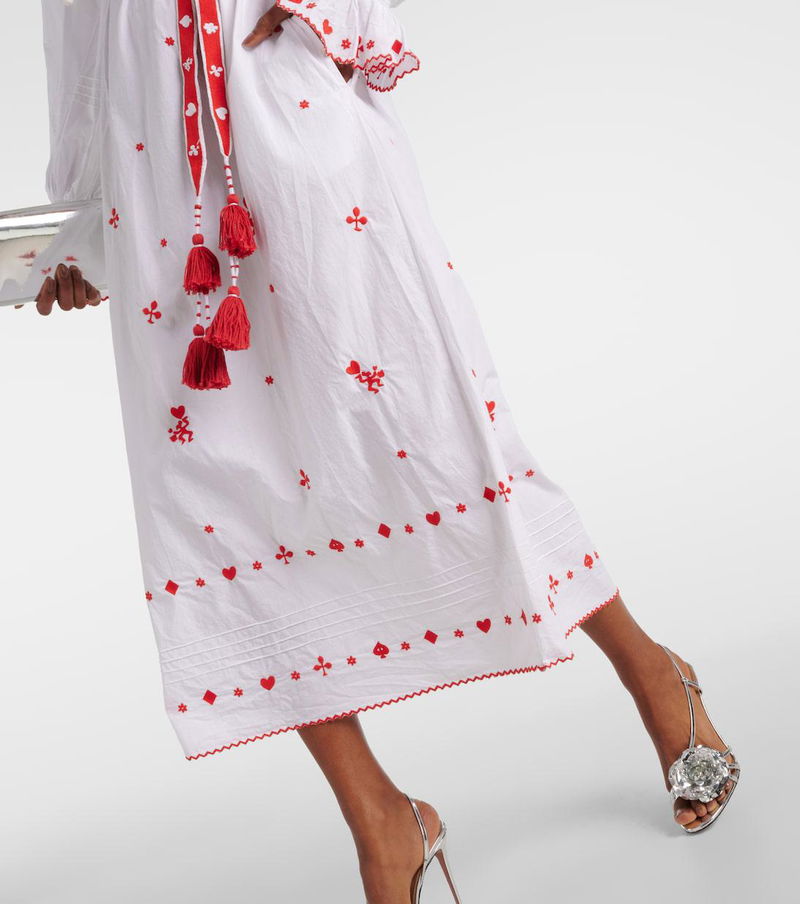 ALMAIS Hearts Embroidered Cotton Midi Dress | endource