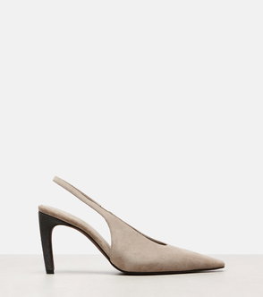 Bruneello Cucinelli suede heeled slingback pump