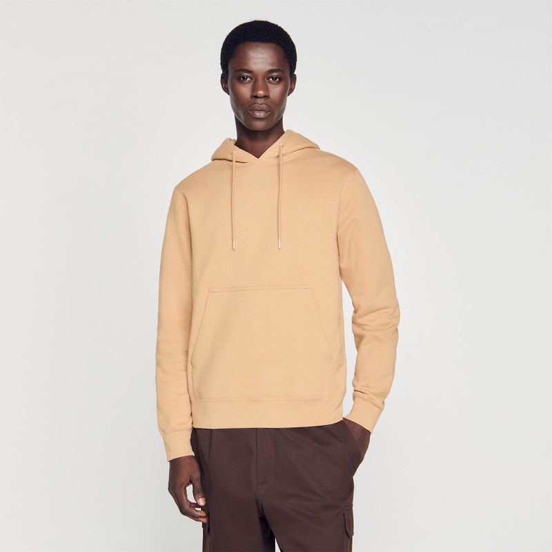 Sandro beige hooded sweatshirt with drawstring.