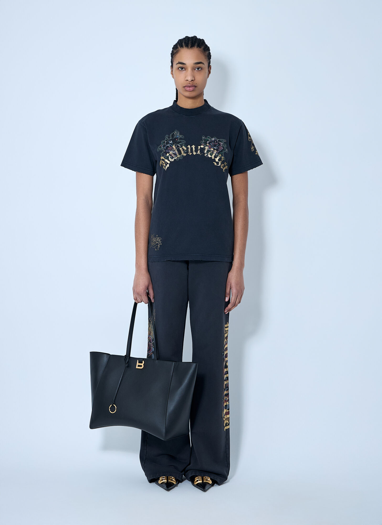 BALENCIAGA Tacky Tattoo Logo Motif T-Shirt | endource