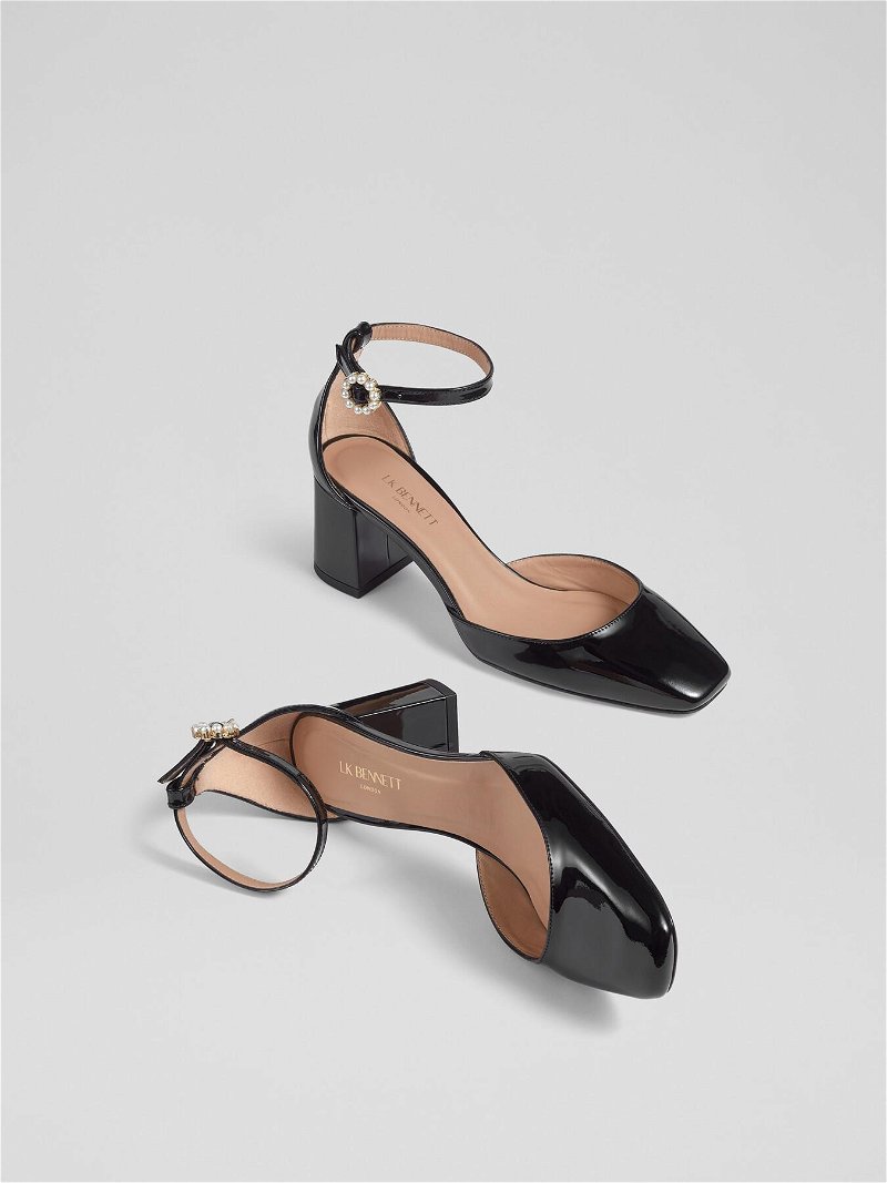 L.K. BENNETT Darling Patent Leather D'Orsay Courts in Black | Endource