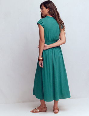 twist-front knee-length dress LINEN TWIST FRONT DRESS – 87ORIGINS main image 1