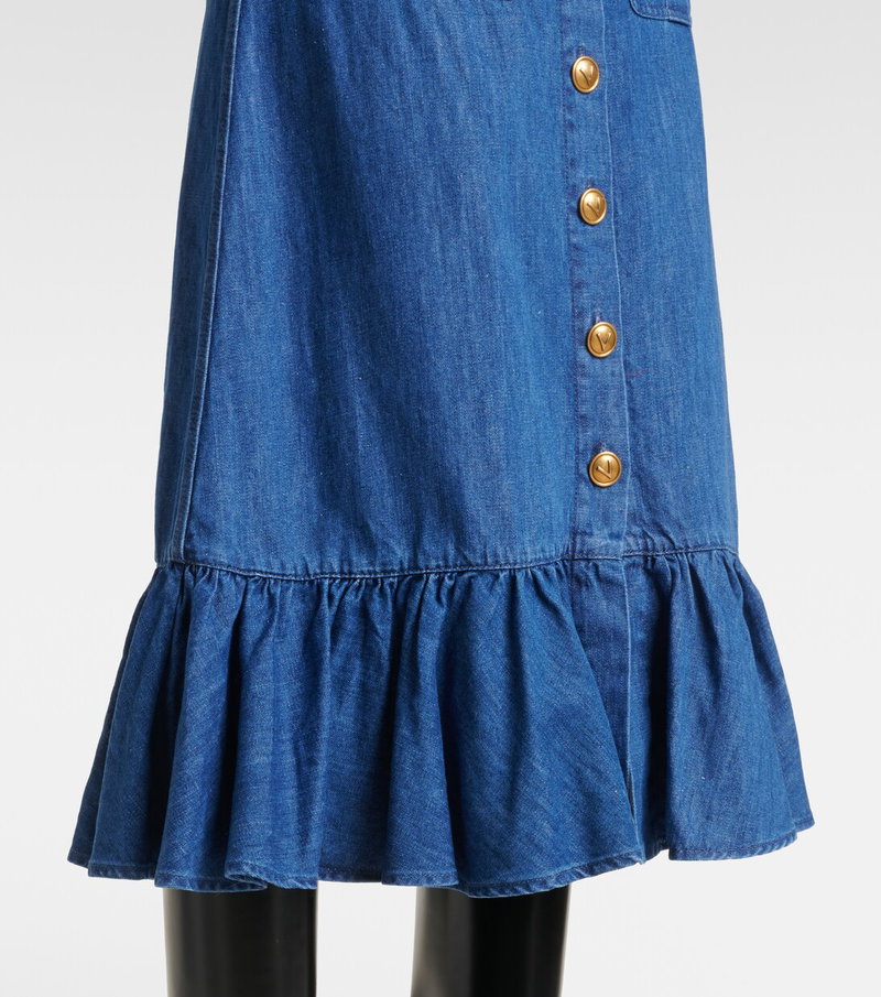 Valentino blue denim skirt with ruffled hem
