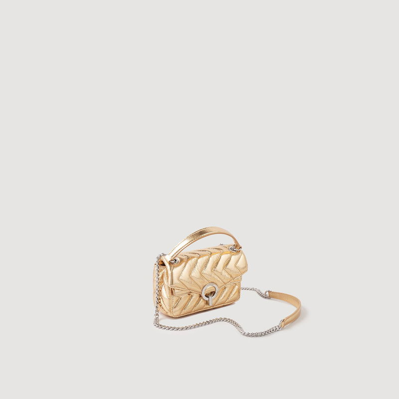 SANDRO Metallic Leather Yza Mini Bag in Gold | Endource