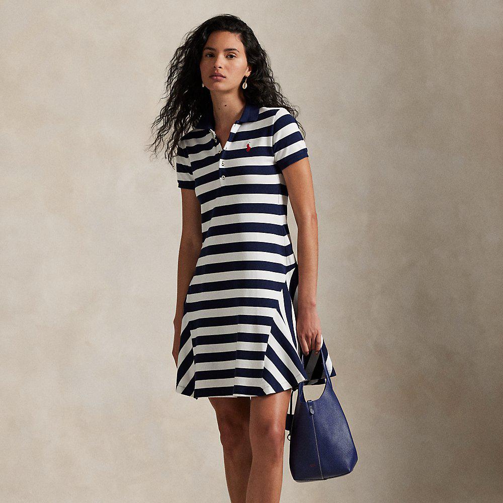 POLO RALPH LAUREN Striped Fit-and-Flare Polo Dress | endource