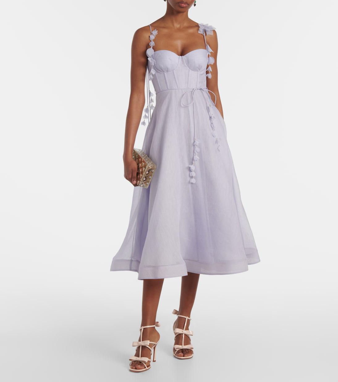 zimmermann natura linen and silk corset dress ZIMMERMANN Natura Linen And Silk Corset Dress